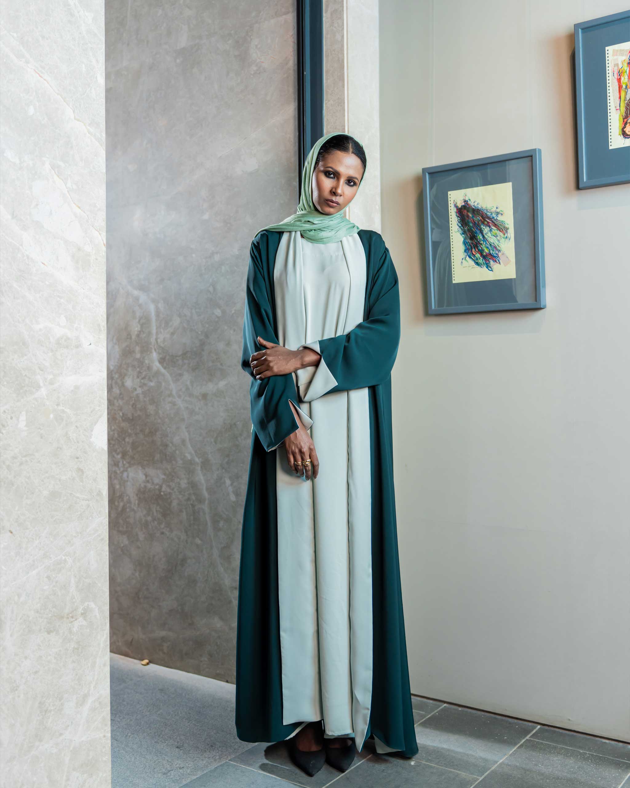 Emerald – Contrast Flow Abaya