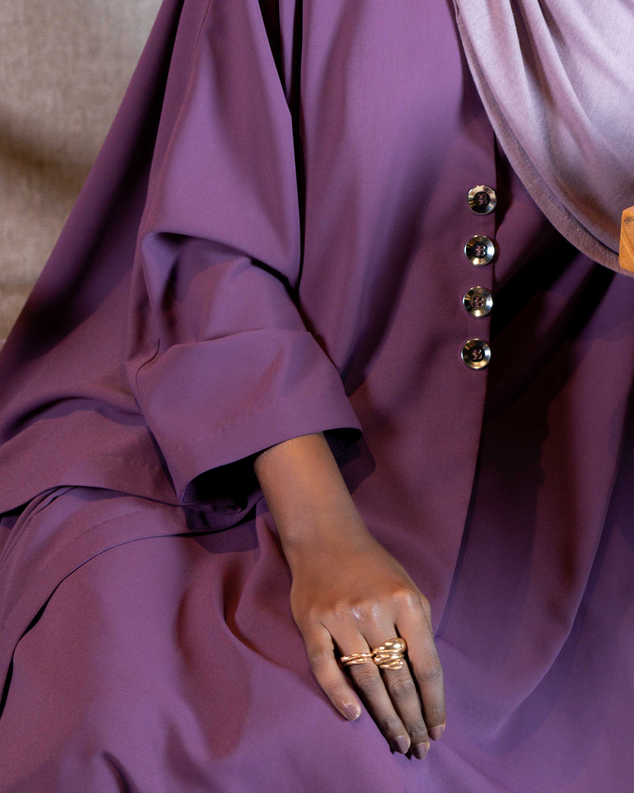 Plum – Classic Flow Abaya - Image 2