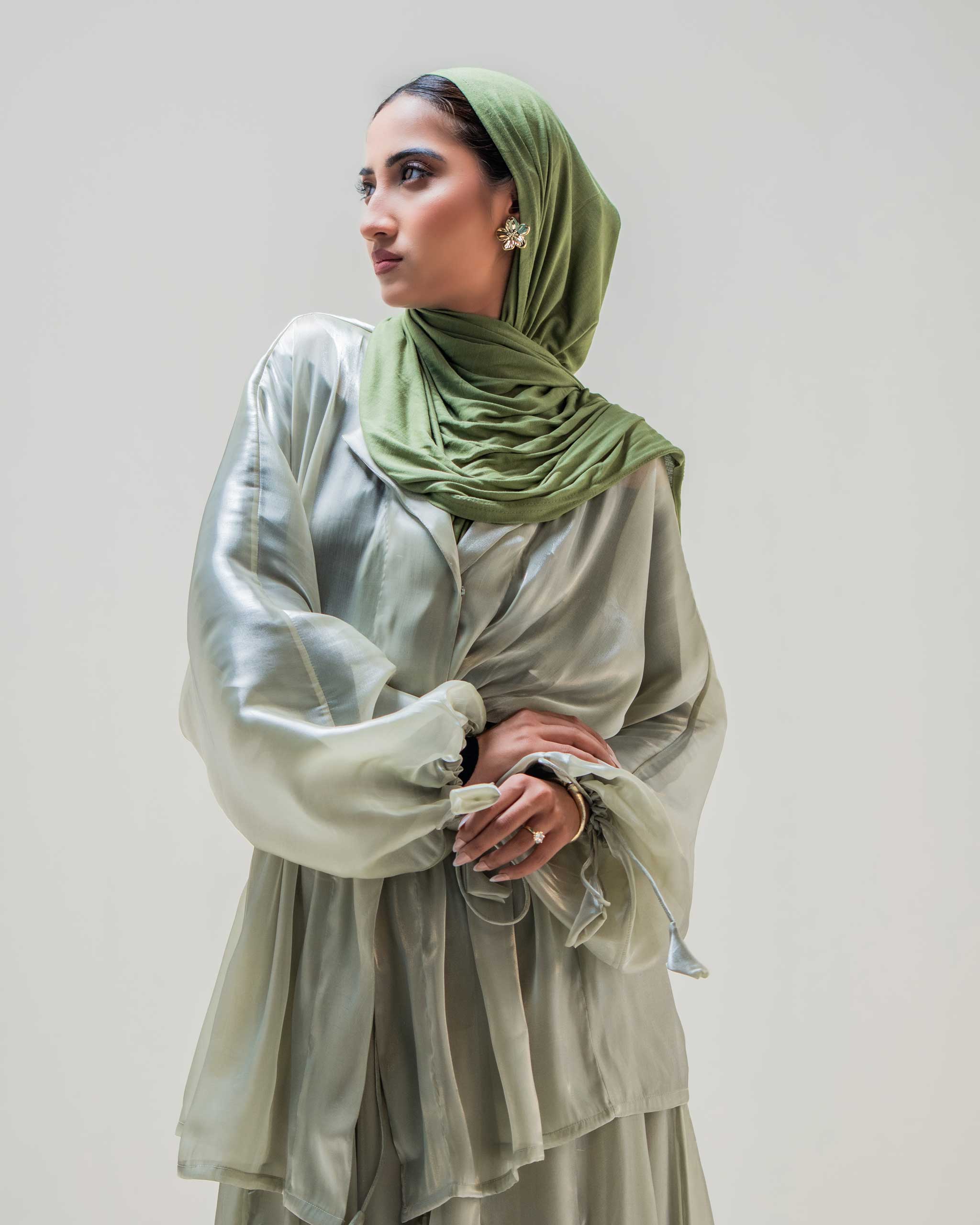 Mint Matcha Shimmer - Evening Abaya - Image 2