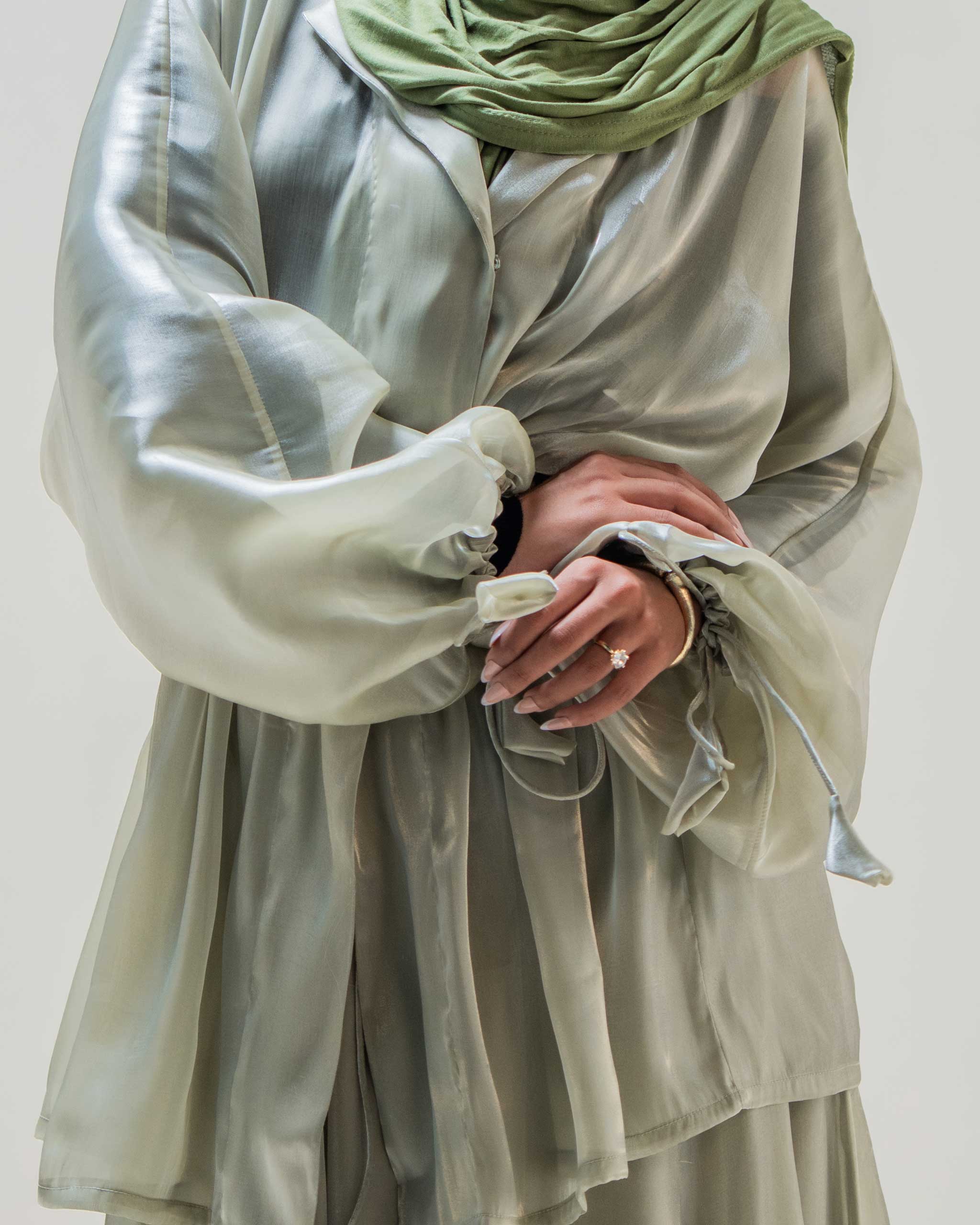 Mint Matcha Shimmer - Evening Abaya - Image 3