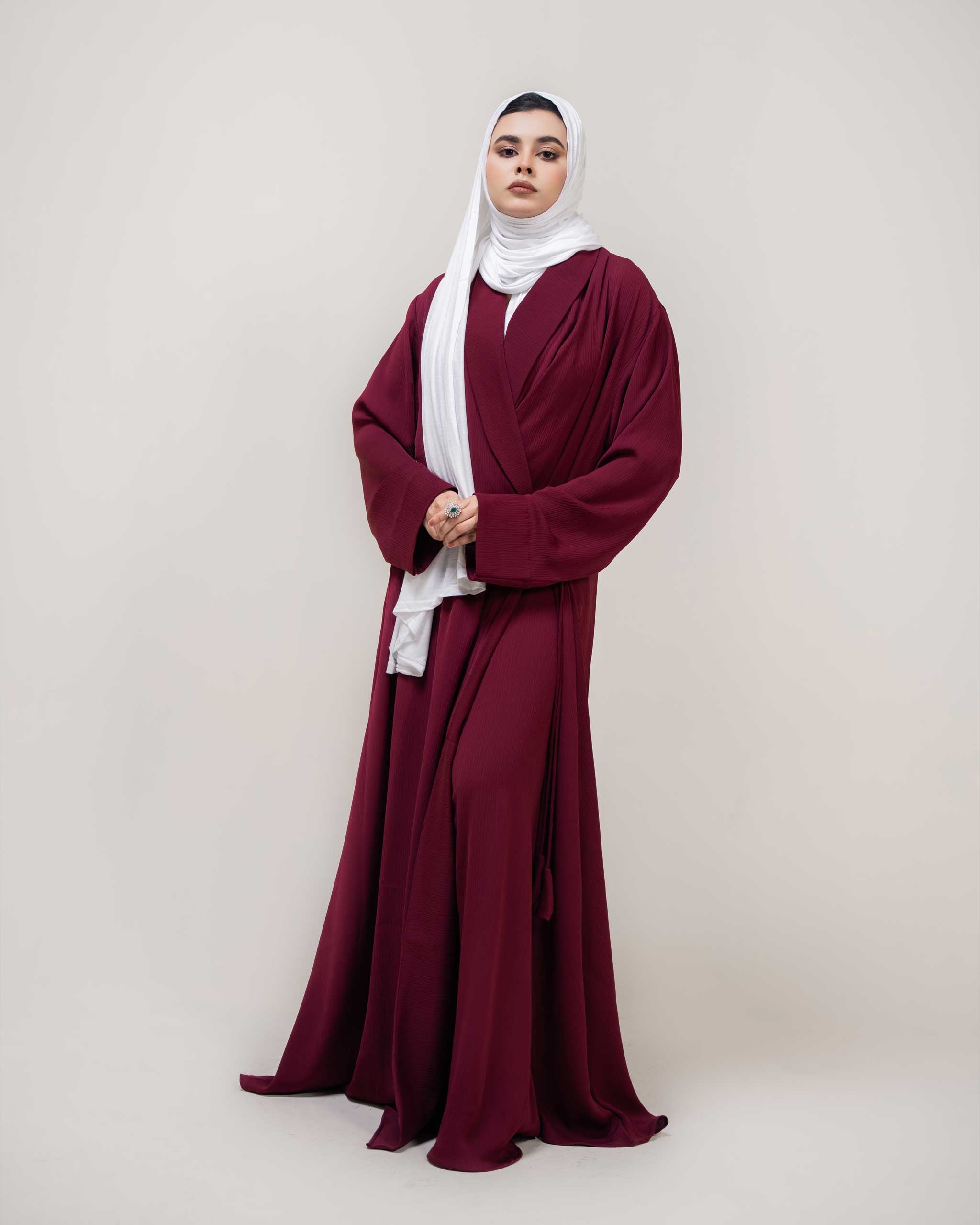 Cherry – Textured Wrap Abaya