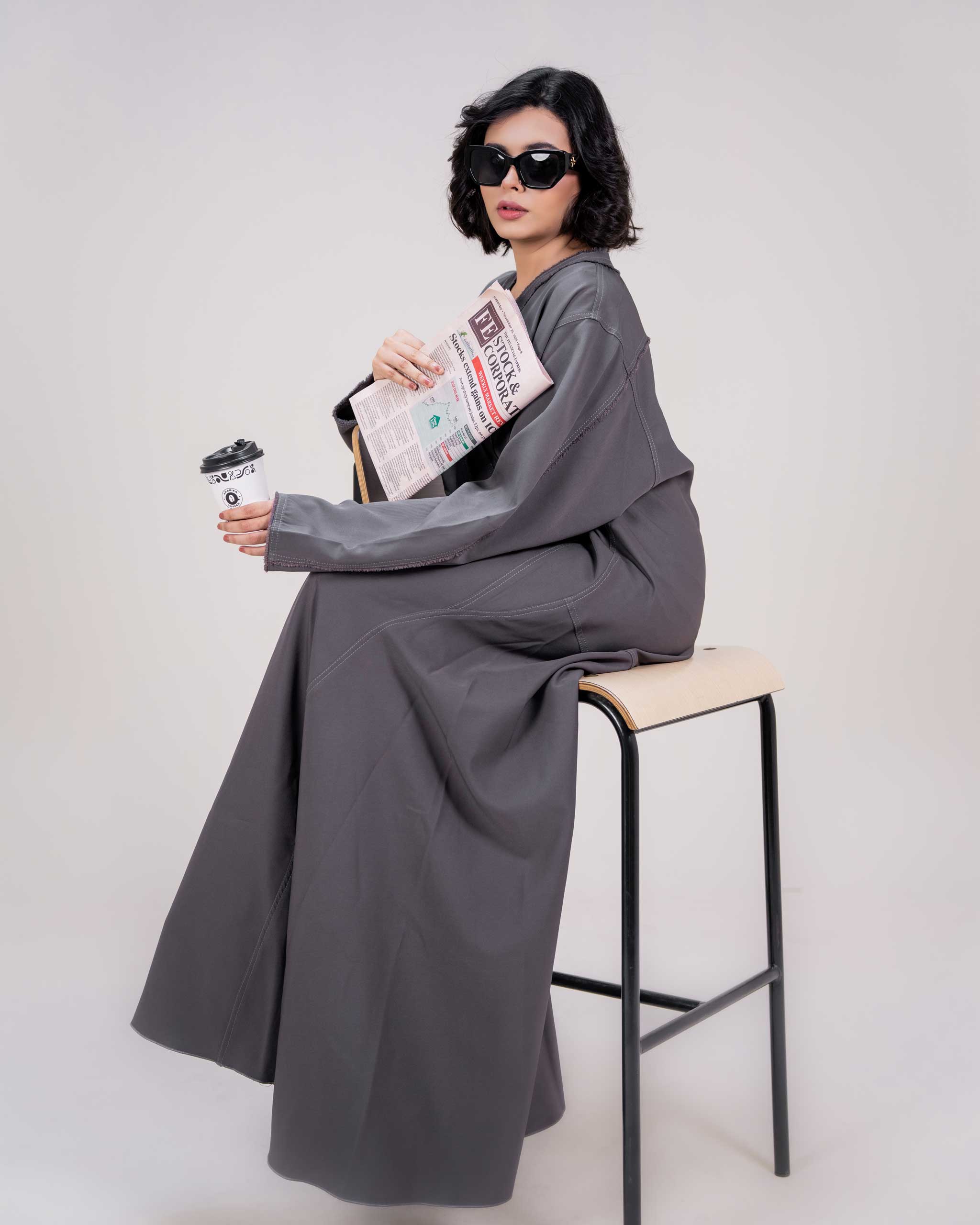 Slate – Structured Flow Abaya - Image 2